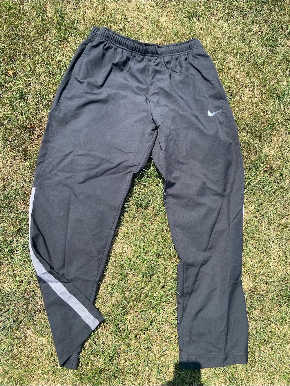 Nike Dri-Fit Gray-Black Track Pants with Reflective Accent